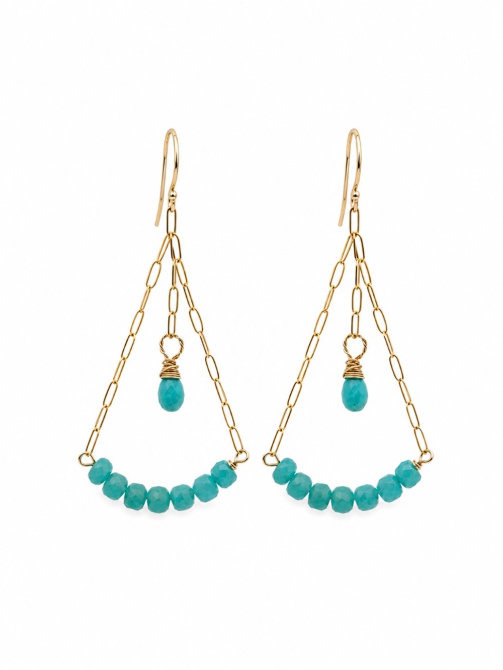 HK0065 Amazonite Swing Chandelier Gold Earrings